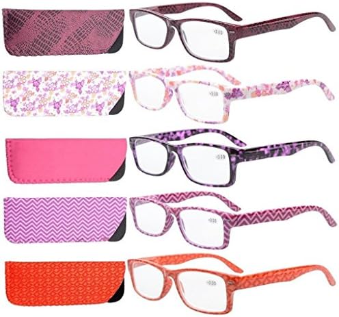 Eyekepper 5-Pack Кутия Панти С Шарките На Правоъгълни Очила За Четене За Жени + 1.0