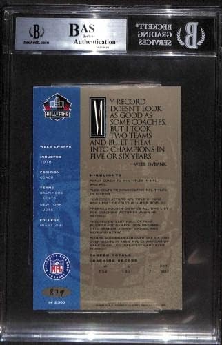 26 Weeb Ewbank - 1998 Ron Mix HOF Платина Футболни картички Autos (Star) С рейтинг на БГД Футболни топки С автографи