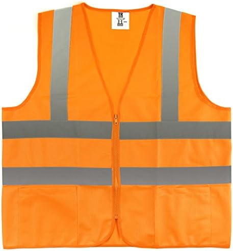 yTR Промишлен жилетка за безопасност Оранжев цвят, XX-Large, 2 Джоба от трико