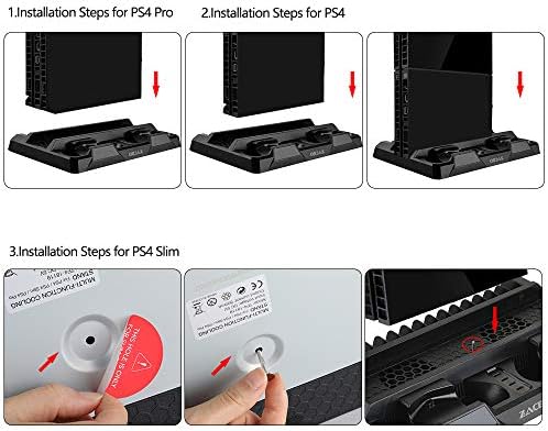 Вентилатор за охлаждане на вертикални влакчета Zacro PS4 Slim/PS4 pro/PS4, док-станция за зареждане с двама ръководители за серия PS4 /PS4 Slim/PS4 Pro, бонус 4 USB глави Mmicro за да се свърж