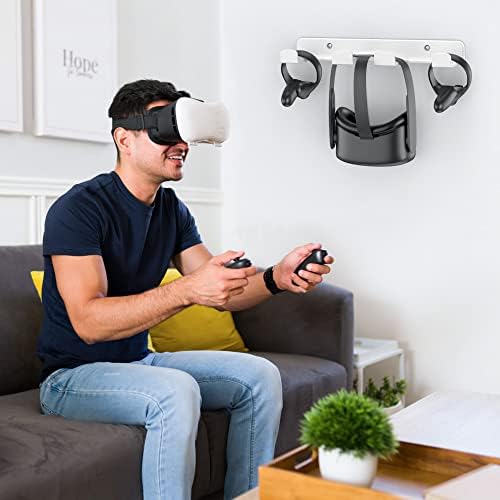 Кука за монтиране на стена HomeMount VR за съхранение-за слушалки Meta/ Oculus Quest 2/Quest/Rift /S Rift/ Valve Index/ HTC Vive/ HP Reverb G2/Playstation VR, спестяване на пространство на прашка за игрови контр