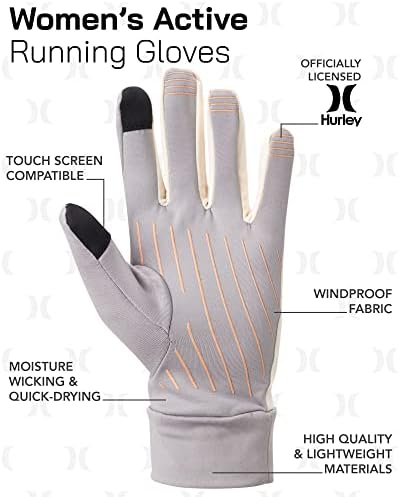 Дамски активни ръкавици Hurley - бързо съхнещи, Абсорбиращи влагата ръкавици за джогинг сензорен екран (S-XL)