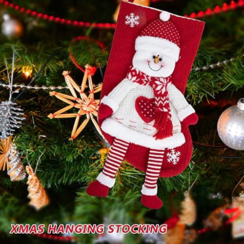 Луксозни Коледни Чорапи с шоколадови Бонбони, декорация на Камини, Подарък Чорапи под формата на Снежен човек, Подарък Калъф,