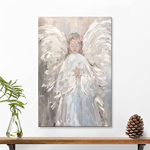 Боядисване с ангел AOMACA върху платно, Плакат на Моят ангел, Платно, Плакат, Интериор за Спални, Декор за офис, Подарък, 24x36 инча (60x90 см) Рамка в стил