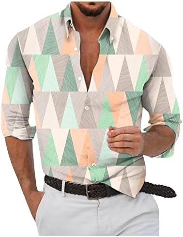 ayaso Ризи с дълъг ръкав за Мъже, Цветни Ъгловати Върховете на Копчета С Висока Яка, Блуза Голям Размер, Приталенная Риза Обичайното Намаляване