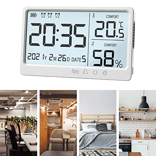 Стаен Термометър, влага, Точен Дигитален Влагомер с LCD подсветка, 3 Алармата - Многофункционален Сензор за Контрол на температурата