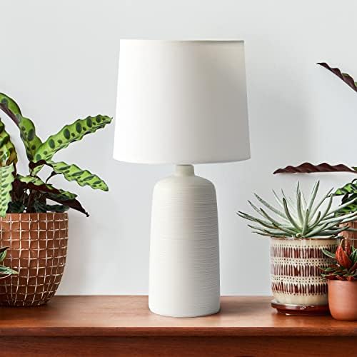 Прост дизайн LT2085-OFF Текстурирани Линейна Керамична Настолна лампа с бял цвят (опаковка от 4 броя)