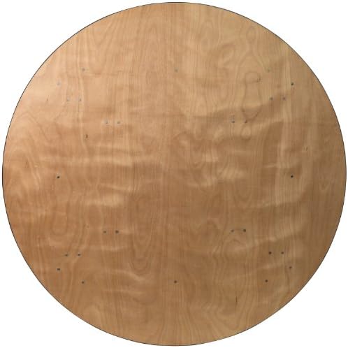 Флаш Мебели 6-Крак Сгъваем Банкетна маса от Кръгла Дърво с Прозрачно покритие