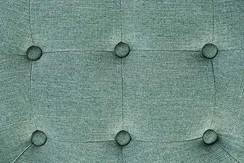 Концепция за обзавеждане DESIGNS4 Удобна кръгла оттоманка от изкуствен лен зелен цвят