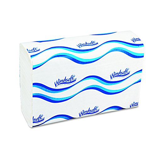 1-слойное хартиени кърпи за ръце Windsoft 101 С релефни C-Образни стадото, дължина 13-1 / 5 инча, ширина 10-1 / 10 инча, бяла (12 опаковки по 200 броя)