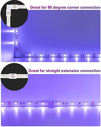 10 X 4-контактни led конектори и 6 Опаковки кристални led конектори L-образна форма за led ленти 5050 RGB