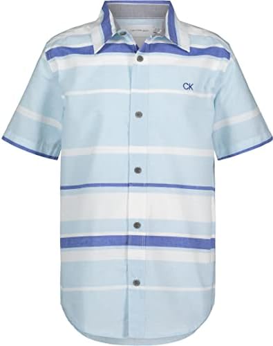 Тканая риза Calvin Klein Boys с къс ръкав и копчета За копчета