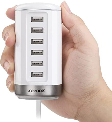 стенно зарядно устройство seenda USB, Зарядно за телефон, USB - 6-Пристанище Многофункционално зарядно устройство, USB с интелектуална идентичността - Бял