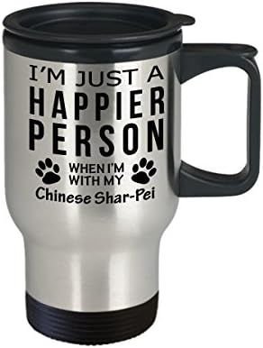 Кафеена Чаша За Любителите на кучета В Пътуване - Щастлив Човек С китайското Шарпеем - Подаръци За спасението на Собствениците