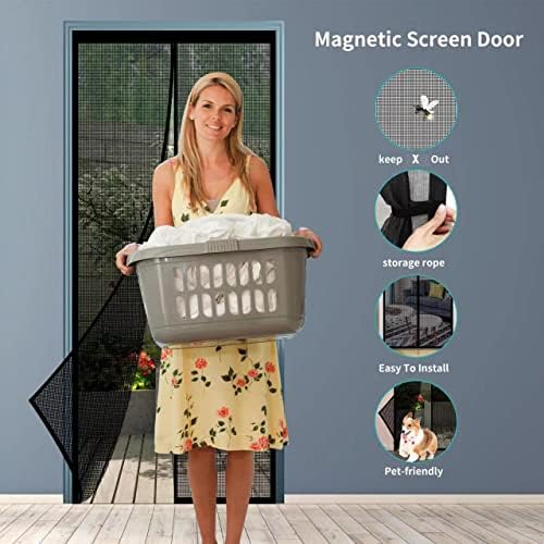 На вратата с магнитен екран - Самоуплотняющиеся магнити, подсилена със стъклени влакна сверхпрочная мрежа за плъзгащи се врати,