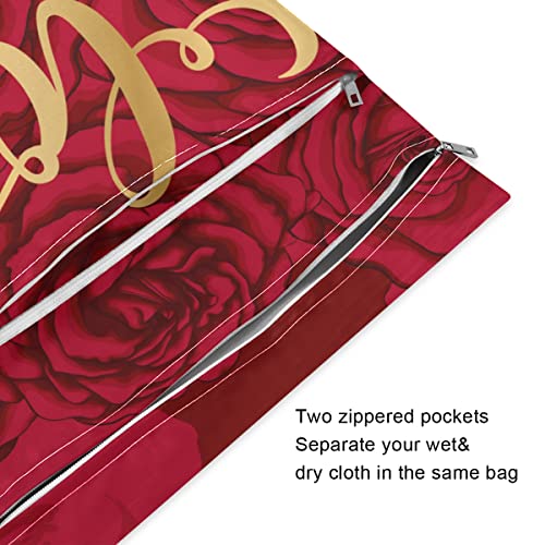 Чанта за Влажни сушене Love Roses, Пелените за многократна употреба, Мокри Чанта за Бански костюми, Водоустойчив Органайзер за Влажни дрехи