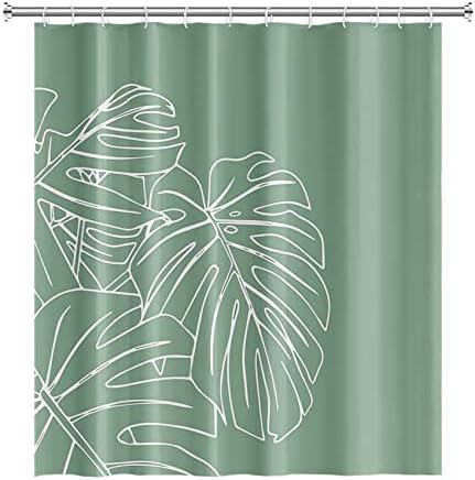 Зелената Завеса за Душ TOENGS, Тропически Палмови Листа, Модел от зелени листа на Растения, Ботанически Завеси за Баня, Водоустойчив Плат с Куки за Домашен интериор, 72Wx