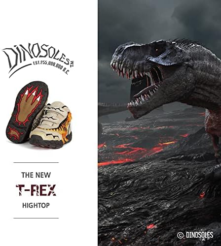 Dinosoles 3D T-Rex Светеща led детски обувки с висок берцем динозавър. Лесни детски маратонки. Дъбени Деца 11 размер.