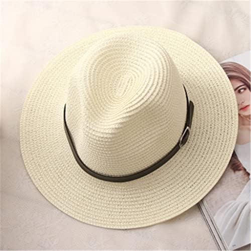 Закупуване на летни шапки твърда сламена шапка за жени, плажни шапки ежедневни Панама колан, шапка джаз шапки