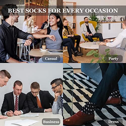 Мъжки Тържествено Чорапи Смешни Сини Памучни Чорапи за Мъжете Цветни 6 Опаковки Размер 10-13