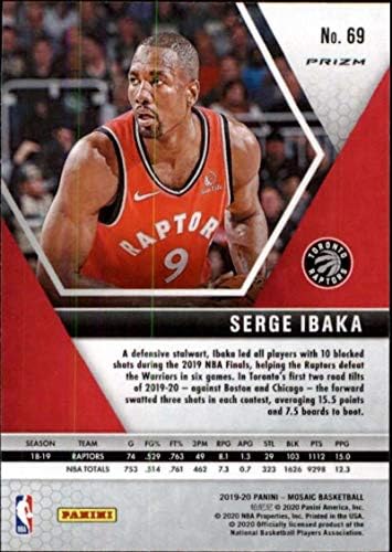 2019-20 Мозайка Панини Ретроактивный Orange #69 Серж Ибака Баскетболно карта НБА Торонто Рэпторс