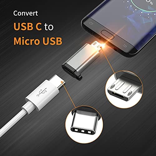 USB Адаптер-C към Micro USB, 3 комплекта USB Type C за свързване към Micro USB, конвертор USB C за да се свържете с Micro B 2.0 за