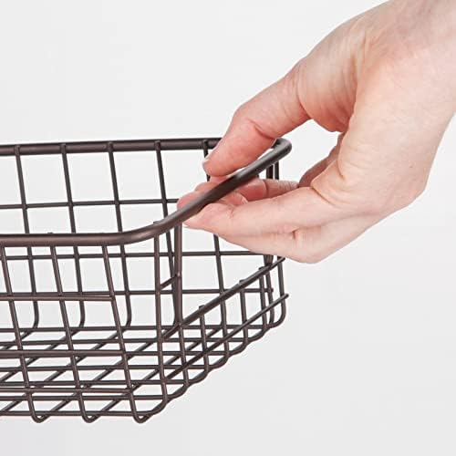 mDesign Малка Метална Метална кошница за съхранение в склада - Кошница за организиране на кухня с дръжка - кош за боклук на организация за шкафове или плотове - Колекция