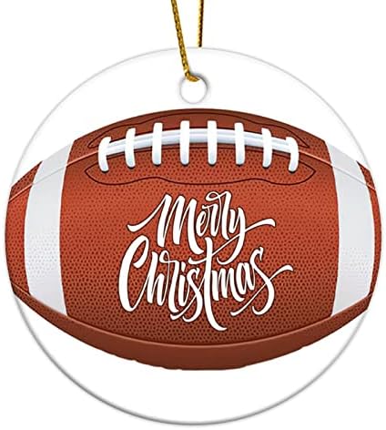 3-Инчов Забавни Коледни Декорации с Цитати по Американски Футбол, Кръгли Коледна Украса за Деца, Момчета и Момичета, Висящи Украшения