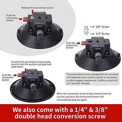 Закрепване за камерата на присоске IFOOTAGE VS-118, Максимална полезен товар от 20 кг, Кола закрепване за камерата, сигурна държат в продължение на 12 часа, резба 3/8 и 1/4, взаи?